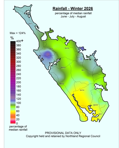 Figure 3 2026 Winter Median Rainfall Percentage