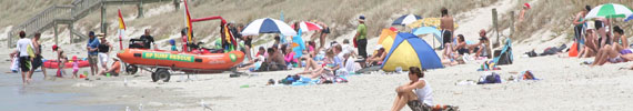 People on the beach.