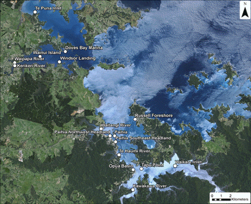 Description: Figure 82: Bay of Islands Harbour water quality monitoring sites.