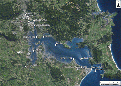 Description: Figure 80: Whāngārei Harbour water quality monitoring sites.