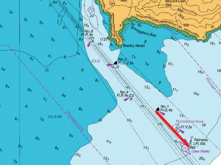 Marine map showing location of wave buoys in Whangārei Harbour.