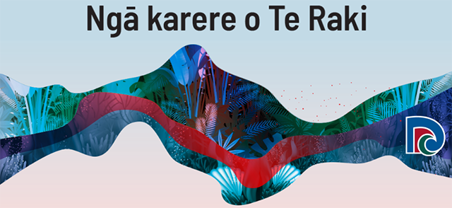 Decorative graphic with the words Ngā karere o Te Raki and partial NRC logo.